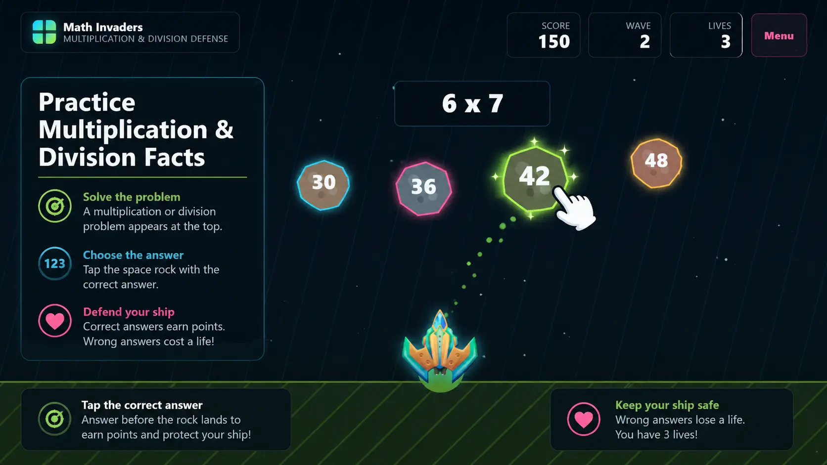 Math Invaders: Multiplication And Division Game