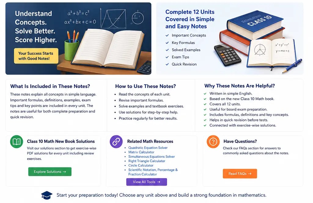 Class 10 Math New Book Notes 2 Class 10 Math Notes for Exam Preparation
