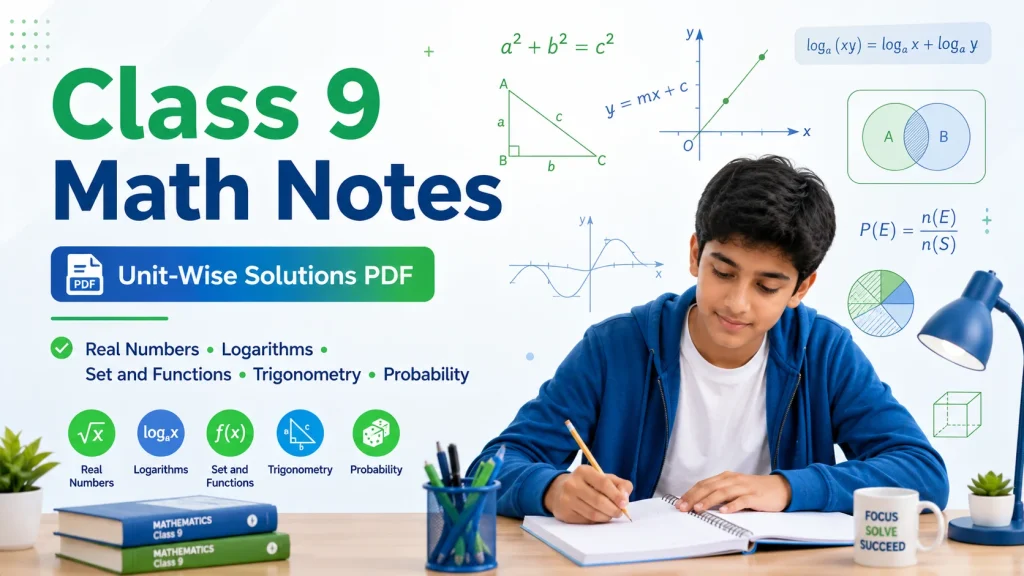 Class 9 Math Notes and Solutions PDF 1 Class 9 math notes and solutions for the new book of 2026