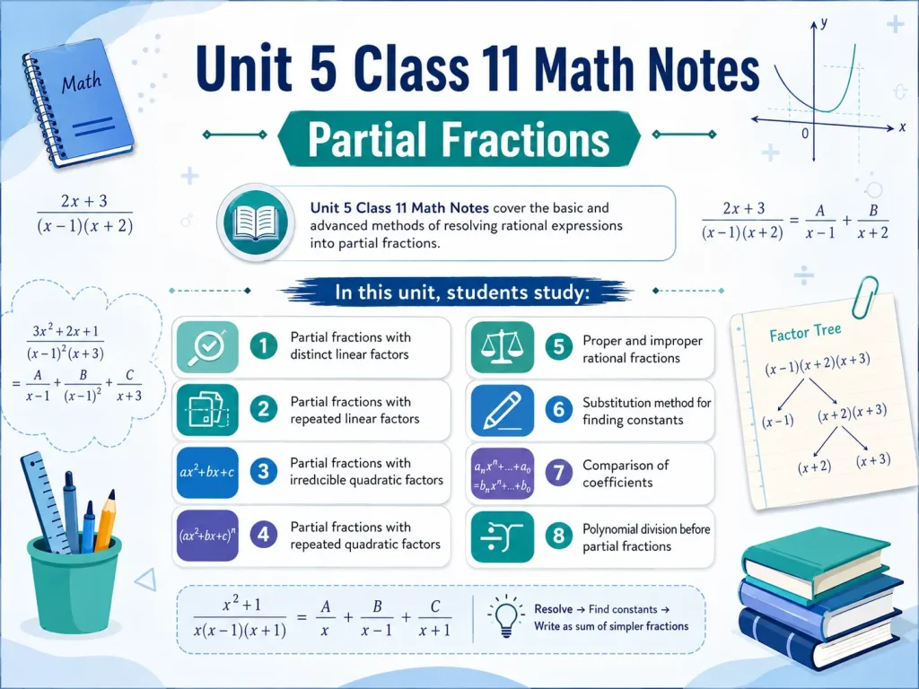 Unit 5 Class 11 Math Notes – Partial Fractions 1 Unit 5 Class 11 Math Notes brief overview of this unit
