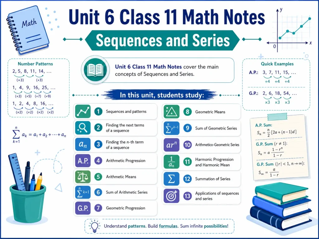 Unit 6 Class 11 Math Notes – Sequences and Series 1 Unit 6 Class 11 Math Notes Unit Overview