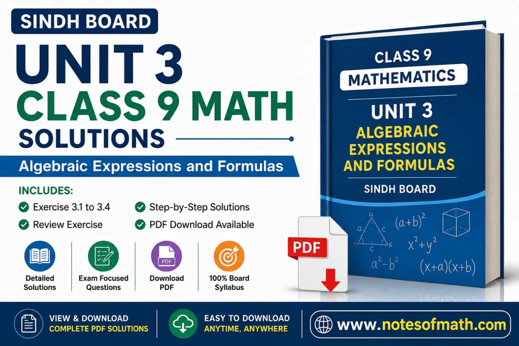 Unit 3 Class 9 Math Solutions Sindh Board – Algebraic Expressions and Formulas 1 Unit 3 Class 9 Math Solutions Sindh Board