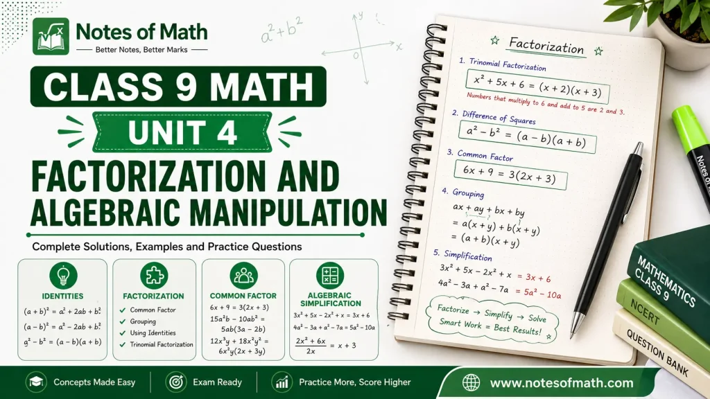 Unit 4 Class 9 Math Solutions – Factorization and Algebraic Manipulation 1 Unit 4 Class 9 Math Solutions