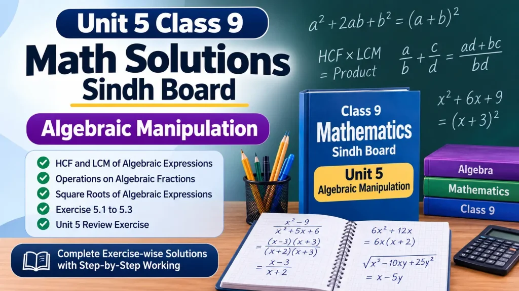 Unit 5 Class 9 Math Solutions Sindh Board – Algebraic Manipulation 1 unit 5 class 9 math solutions sindh board