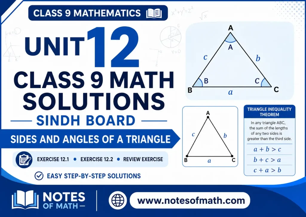 Unit 12 Class 9 Math Solutions Sindh Board | Sides & Angles Of A Triangle 1 unit 12 class 9 math solutions sindh board